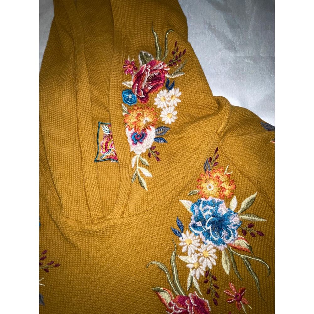 Johnny Was Mustard Embroidered Hoodie Tunic - Picture 5 of 11